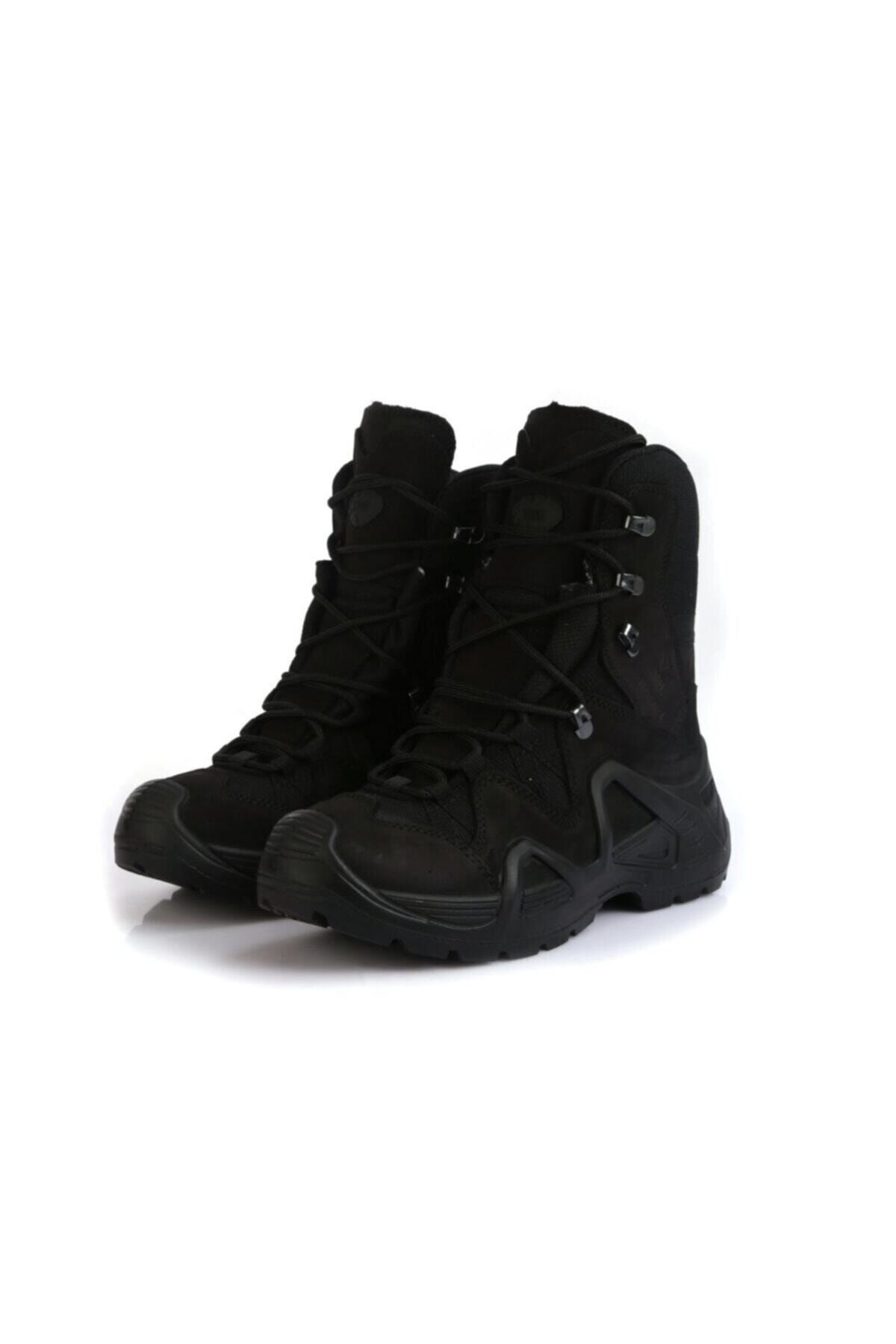 1490 Su Geçirmez Nubuk Deri Siyah Renk Askeri Bot 1490ns Fermuarsız