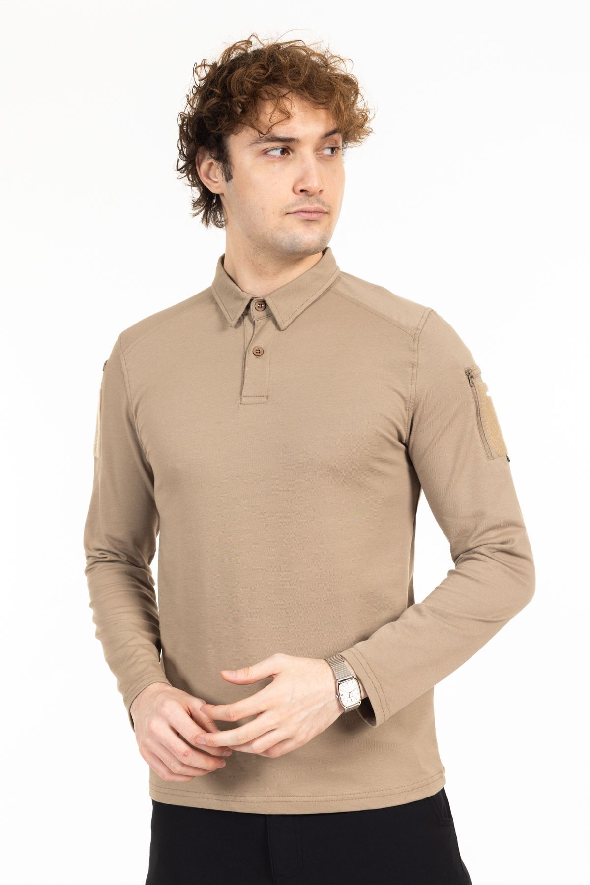 Polo Yaka Uzun Kollu Takti̇k T-shirt