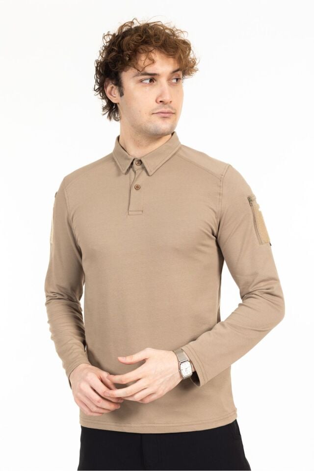 Polo Yaka Uzun Kollu Takti̇k T-shirt