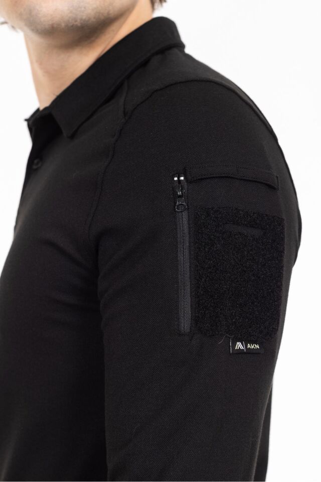 Polo Yaka Uzun Kollu Takti̇k T-shirt